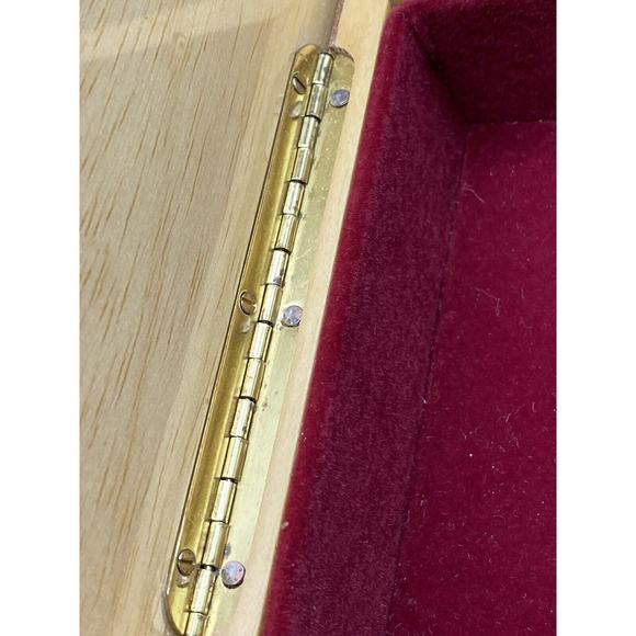 Burl Wood Laquered Trinket Box Floral Pink Yellow Flowers Velvet Hinged Lid - Picture 16 of 16